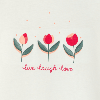 منامة من قطعتين من الجيرسي المزين برسوم، باللون الأبيض للفتيات